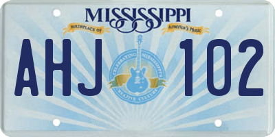 MS license plate AHJ102
