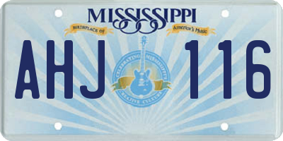 MS license plate AHJ116