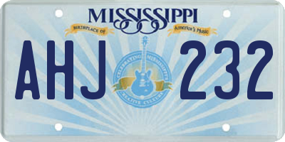 MS license plate AHJ232