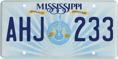 MS license plate AHJ233