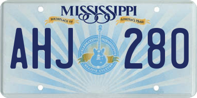 MS license plate AHJ280