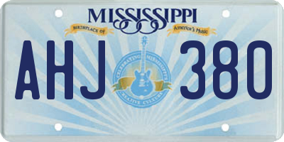 MS license plate AHJ380