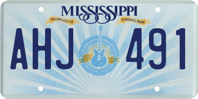 MS license plate AHJ491