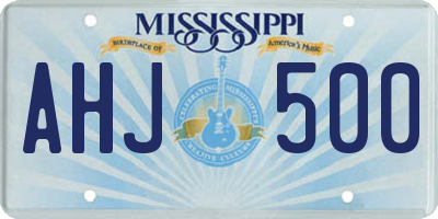 MS license plate AHJ500