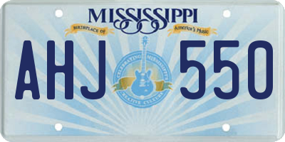 MS license plate AHJ550