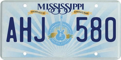 MS license plate AHJ580