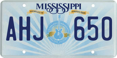 MS license plate AHJ650