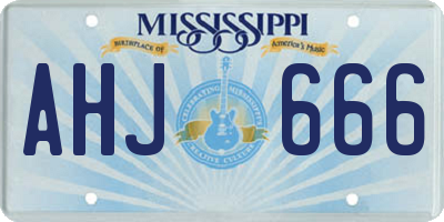 MS license plate AHJ666