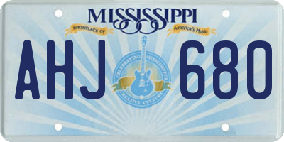 MS license plate AHJ680