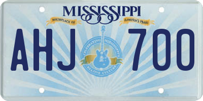 MS license plate AHJ700