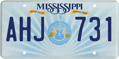 MS license plate AHJ731