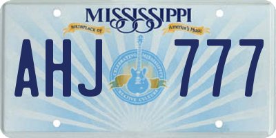 MS license plate AHJ777