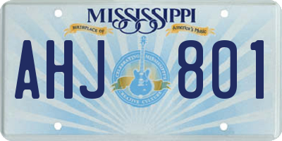 MS license plate AHJ801