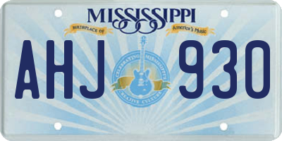 MS license plate AHJ930