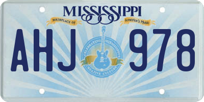 MS license plate AHJ978
