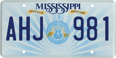 MS license plate AHJ981