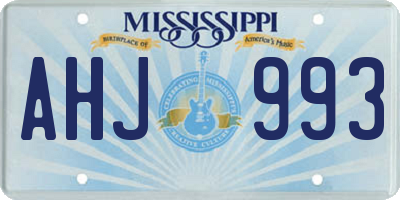 MS license plate AHJ993