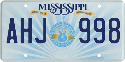 MS license plate AHJ998