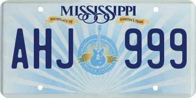 MS license plate AHJ999