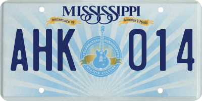 MS license plate AHK014