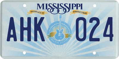 MS license plate AHK024