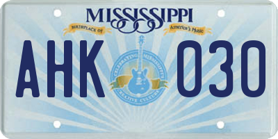MS license plate AHK030