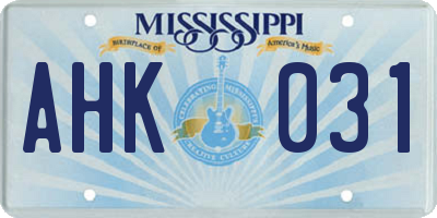 MS license plate AHK031