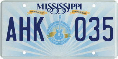 MS license plate AHK035