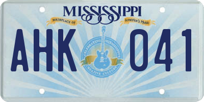 MS license plate AHK041