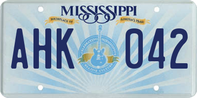 MS license plate AHK042