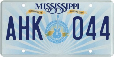 MS license plate AHK044