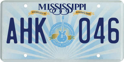 MS license plate AHK046