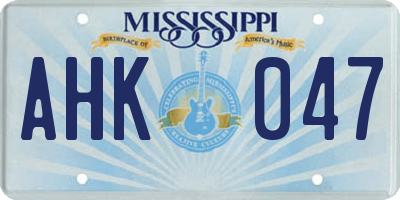 MS license plate AHK047