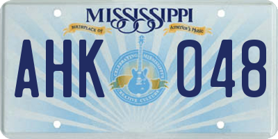 MS license plate AHK048