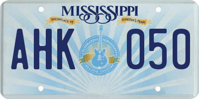 MS license plate AHK050
