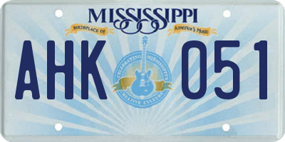 MS license plate AHK051