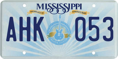 MS license plate AHK053