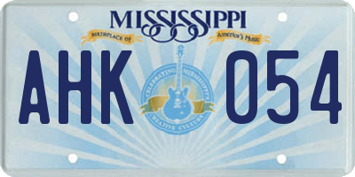 MS license plate AHK054