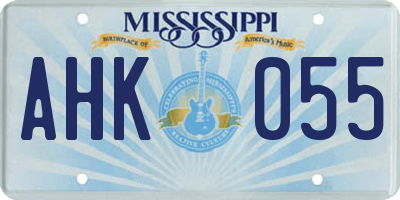 MS license plate AHK055