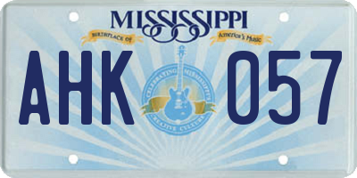 MS license plate AHK057