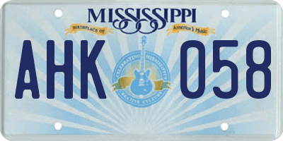 MS license plate AHK058