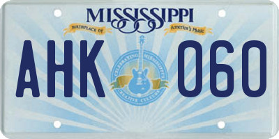 MS license plate AHK060