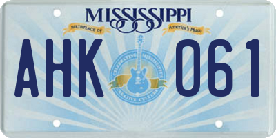 MS license plate AHK061