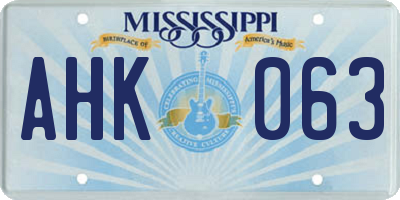 MS license plate AHK063