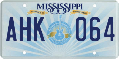 MS license plate AHK064
