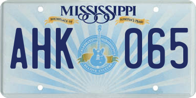 MS license plate AHK065