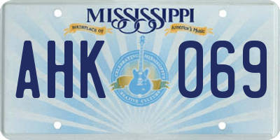 MS license plate AHK069
