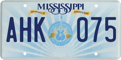 MS license plate AHK075