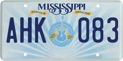 MS license plate AHK083