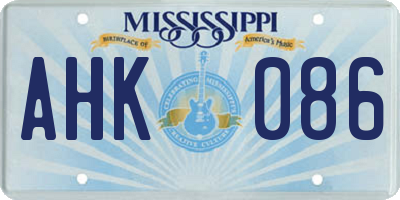 MS license plate AHK086